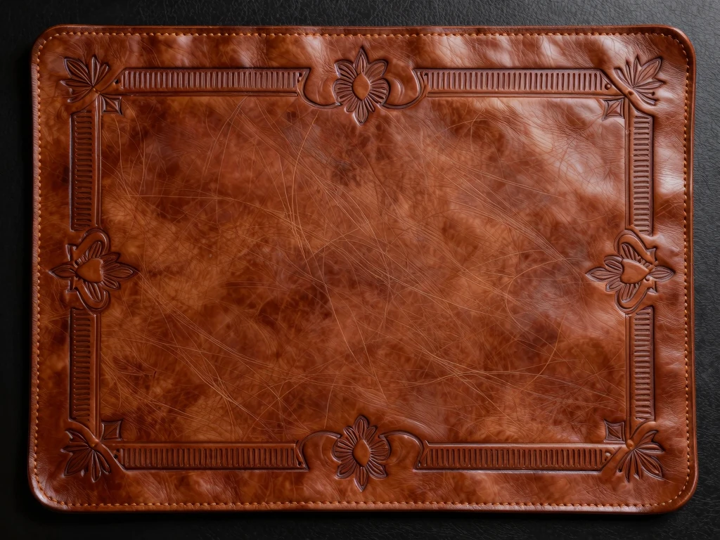 Luxury Desk Pad - Full-grain leather with embossed details
